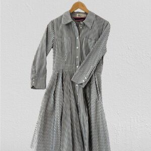 Eliza J 3/4 Sleeve Shirt Dress Pinstripe Size 6 Modest Collard Button Front
